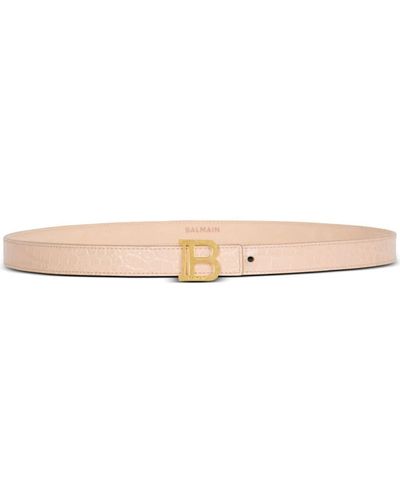 Balmain B-belt Crocodile-effect Belt - Natural