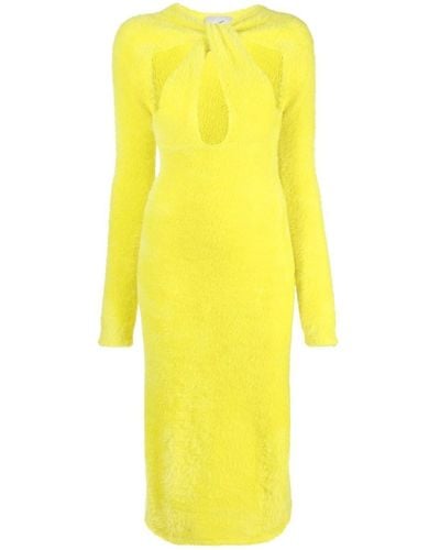 Coperni Cut-out Detail Long-sleeve Dress - Yellow