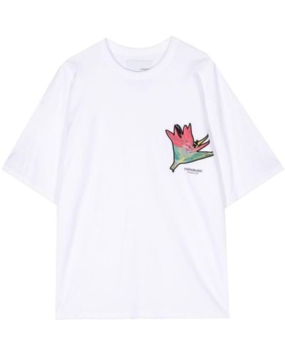 Yoshio Kubo T-shirt en coton à imprimé graphique - Blanc