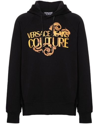 Versace Watercolour Couture-Logo Hoodie - Black