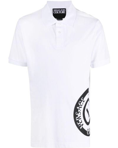 Versace Logo-print Cotton Polo Shirt - White