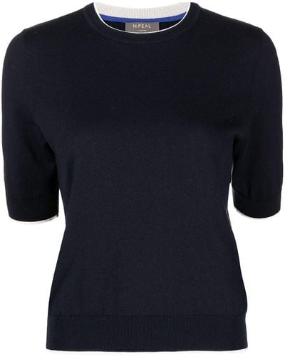 N.Peal Cashmere Fine Knit Cotton-cashmere Top - Black