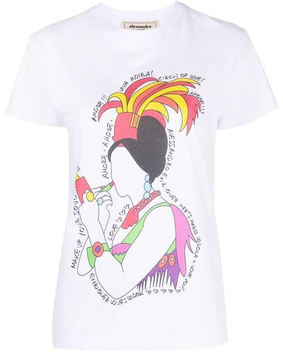 ALESSANDRO ENRIQUEZ T-Shirt mit Moira-Print - Weiß
