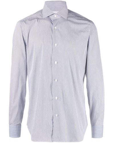 Barba Napoli Stripe-print Spread-collar Shirt - Blue