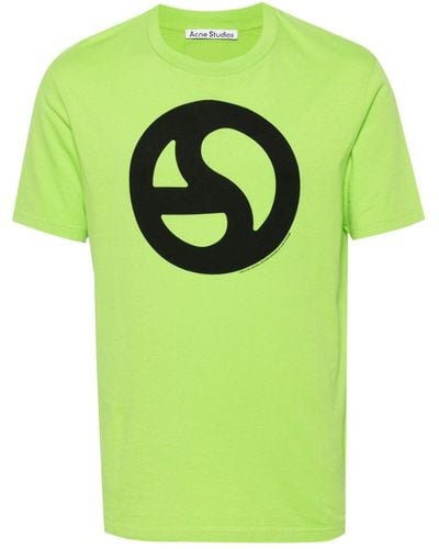 Acne Studios T-shirt en coton à logo imprimé - Vert