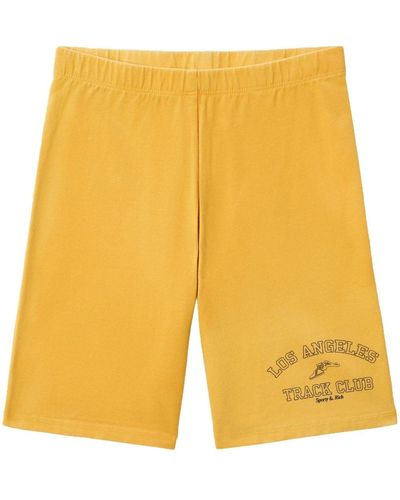 Sporty & Rich Track Club Cotton Shorts - Yellow