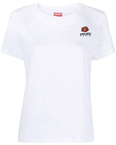 KENZO Camiseta de algodón con logo bordado - Blanco