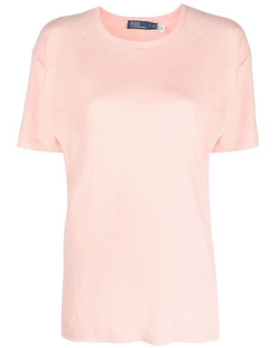 Polo Ralph Lauren T-shirt en lin à design chiné - Rose