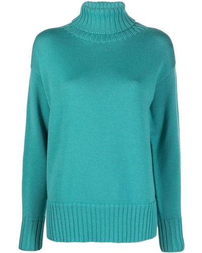 Drumohr Ribbed-trim Roll-neck Sweater - Blue
