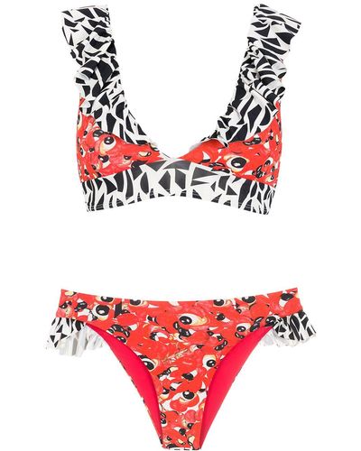 Isolda Guaraná Multi-print Bikini Set - Red
