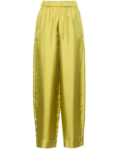 Blanca Vita High-waist Silk Palazzo Trousers - Yellow