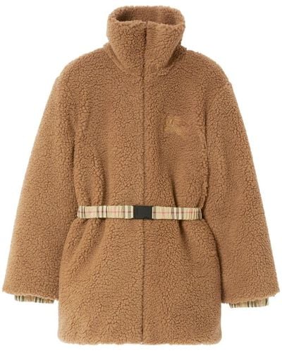 Burberry Ekd Embroidered Fleece Coat - Brown