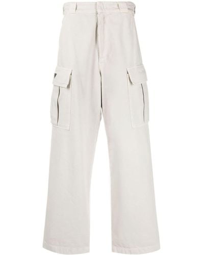 Prada Pantalon ample en coton à poches cargo - Blanc
