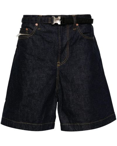 Sacai Gerade Jeans-Shorts mit hohem Bund - Schwarz