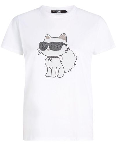 Karl Lagerfeld T-shirt à motif Ikonik 20 Choupette - Blanc