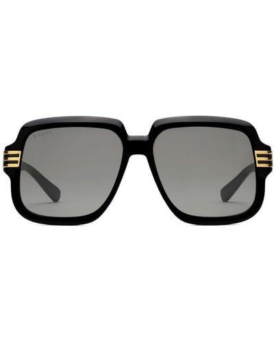 Gucci Logo Print Oversized-frame Sunglasses - Brown