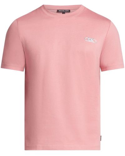 Michael Kors Logo-embroidered Cotton T-shirt - Pink