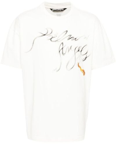 Palm Angels T-shirt Met Logoprint - Wit