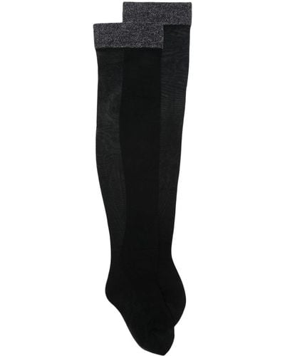 Maison Close Lurex-detail Semi-sheer Stockings - Black