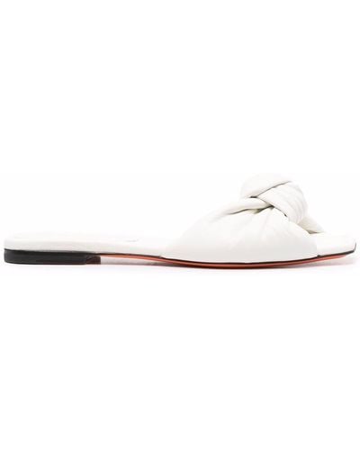 Santoni Knot-strap Leather Slide Sandals - White