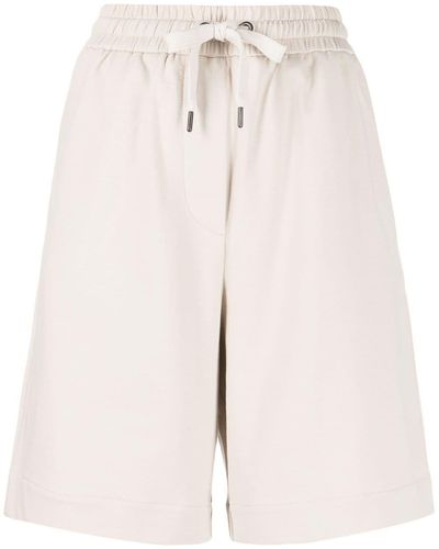Brunello Cucinelli High-waisted Stretch-cotton Shorts - Natural