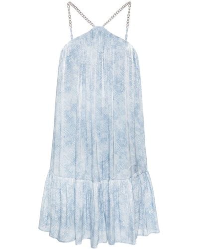 MICHAEL Michael Kors Abstract-print Halterneck Mini Dress - Blue