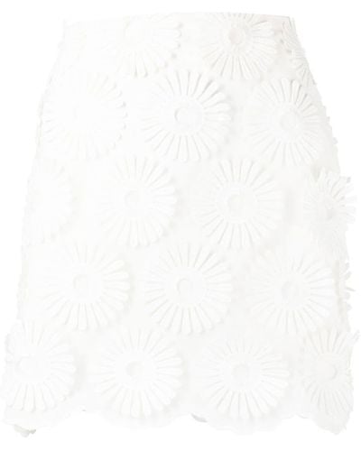 Elie Saab Minigonna con ricamo a fiori - Bianco