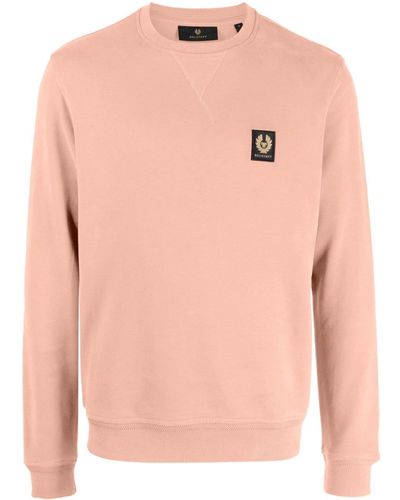 Belstaff Logo-appliqué Cotton Sweatshirt - Pink