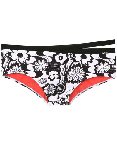 Amir Slama Badehose mit Blumen-Print - Schwarz