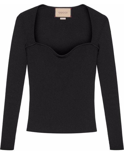 Gucci Fine-ribbed Long-sleeve Top - Black