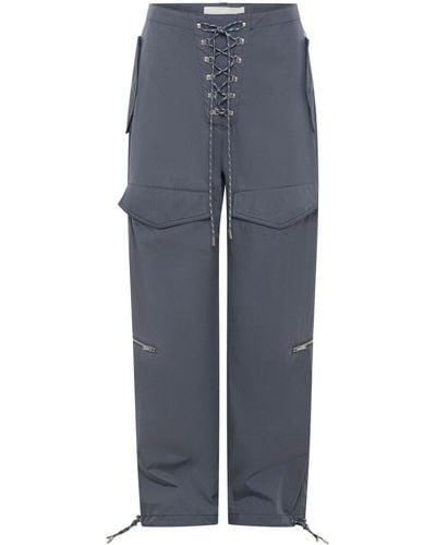 Dion Lee Lace-up Twill Cargo Trousers - Blue