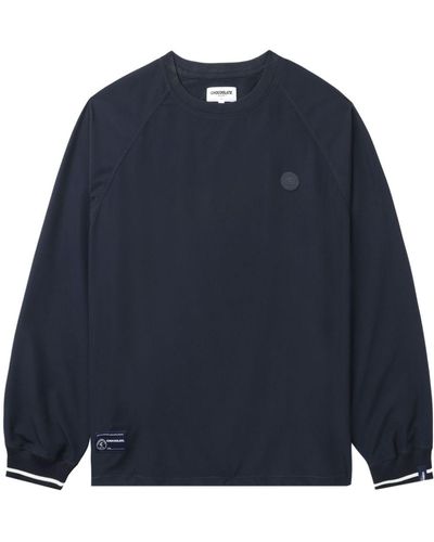 Chocoolate Logo-patch Cotton Sweatshirt - Blue