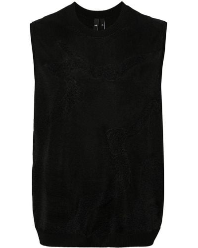 Y-3 Intarsia-Knit Sleeveless Sweater - Black