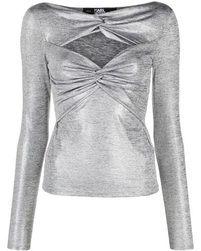 Karl Lagerfeld Twisted Cut-out T-shirt - Gray