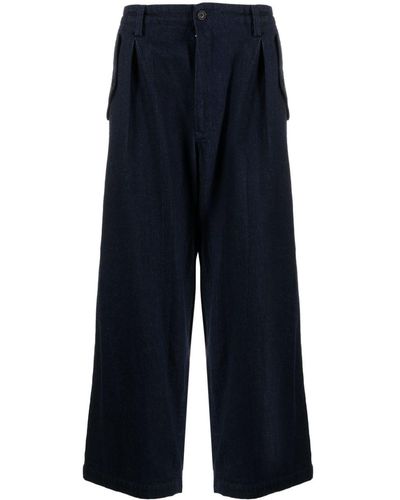 Yohji Yamamoto Jeans crop a gamba ampia - Blu