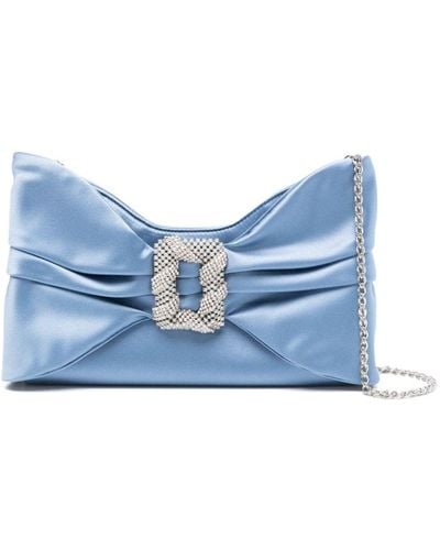 Rodo Cecilia Satin Clutch Bag - Blue