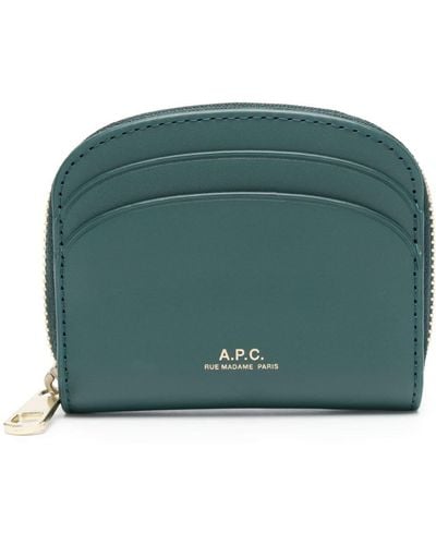 A.P.C. Demi-lune Leather Wallet - Green