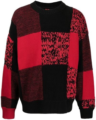 Sacai Checked Round-neck Sweater - Red