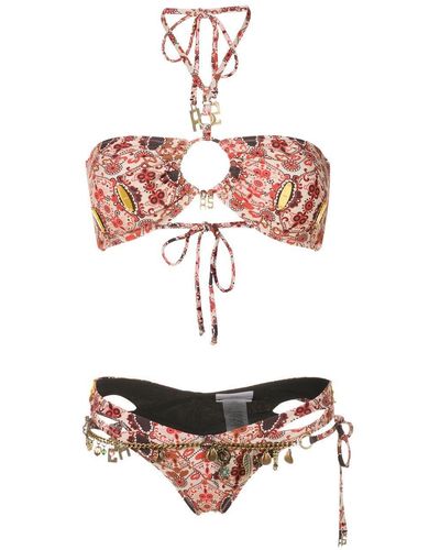 Amir Slama Set bikini con scollo all'americana - Bianco