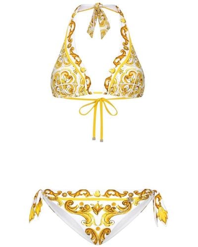 Dolce & Gabbana Triangle Print Bikini - Metallic