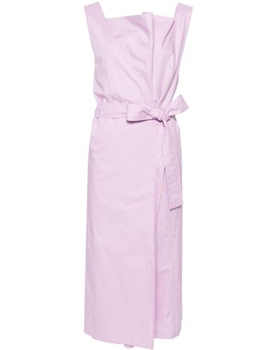 Plan C Wrap-design Cotton Midi Dress - Pink