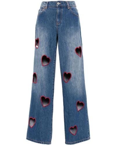 Alice + Olivia Karrie Cut-out Jeans - Blue