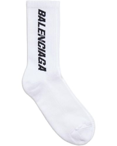 Balenciaga Racer Intarsia-logo Cotton Socks - White