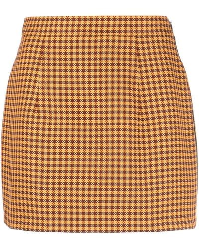 Marni Check Pattern Miniskirt - Brown