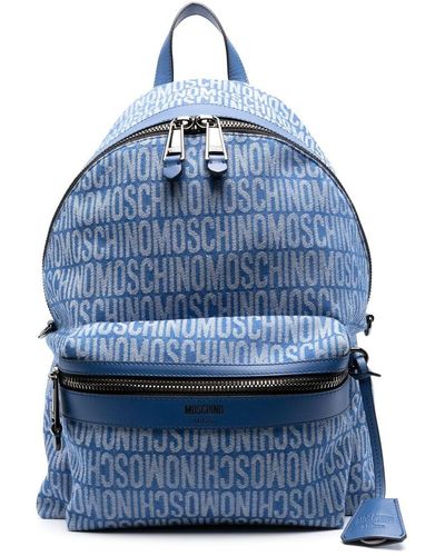 Moschino Sac à dos zippé à logo imprimé - Bleu