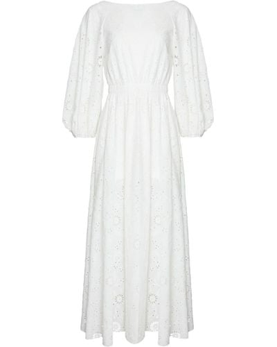 Carolina Herrera Vestido midi con bordado inglés - Blanco