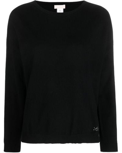 Liu Jo Gem-logo Boat Neck Sweater - Black