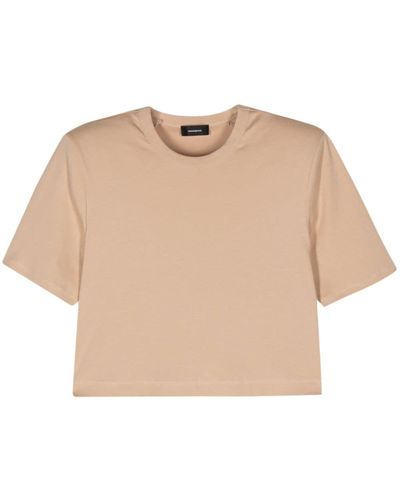 Wardrobe NYC Shoulder-pad Cropped T-shirt - Natural