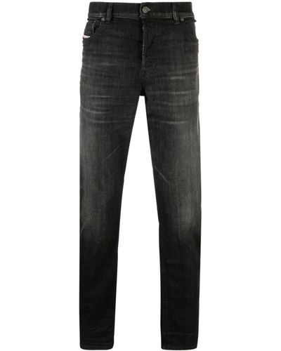 DIESEL Logo-patch Cotton-blend Tapered Jeans - Black
