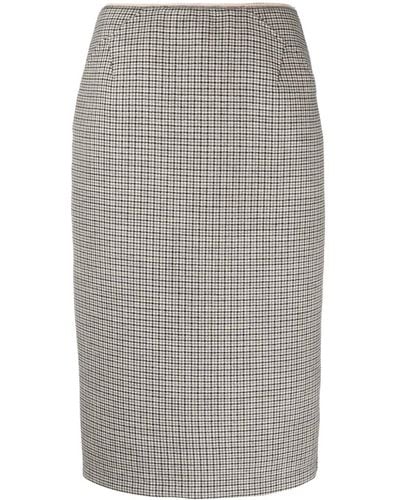 N°21 Check-pattern Wool Midi Skirt - Gray